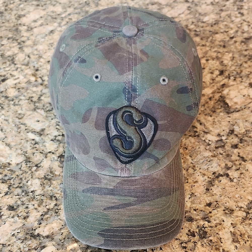 Olive Green Camo Hat with‎ Embroidered Logo